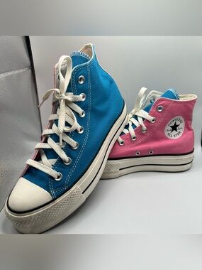 Converse Chuck Taylor All Star Lift Platform Hi Blue Pink Sneakers Women’s Sz 8
